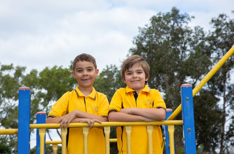 children on play equipment