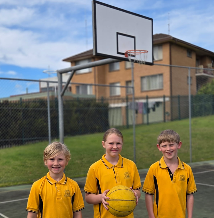 children on basketball court