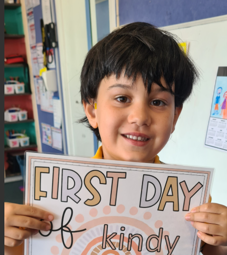 child on first day of school