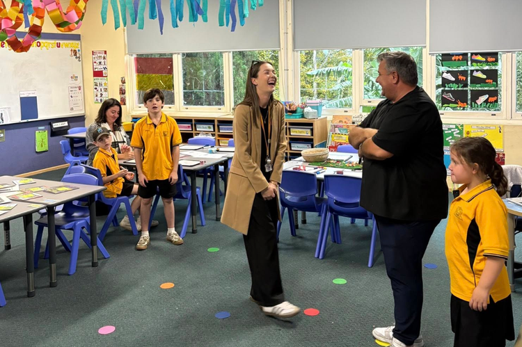 teacher interacting with a parent