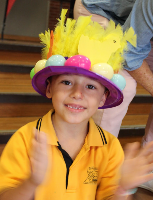 Child wearing his Easter Hat.