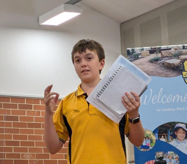 Boy participating in a debate