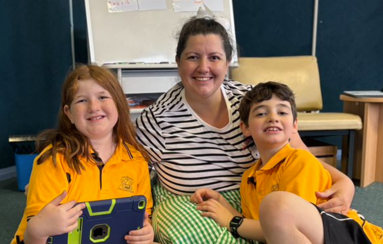 a mother with her children