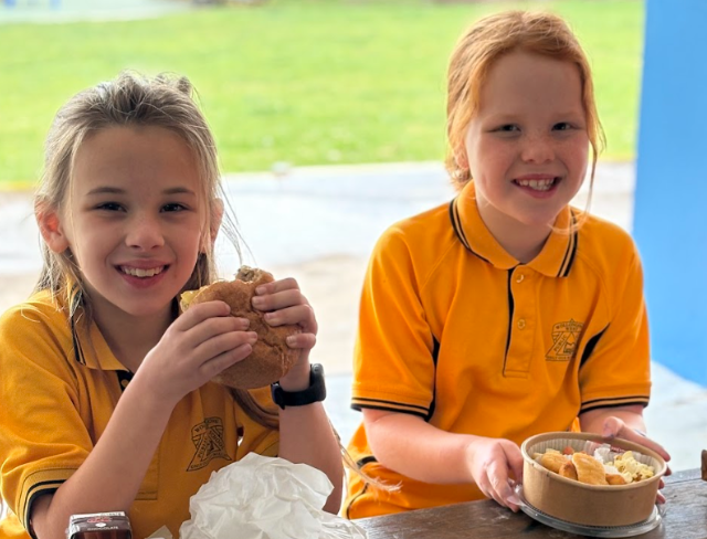 Children eating their canteen lunch